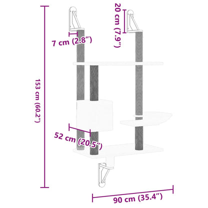 Albero per Gatti con Tiragraffi a Parete Grigio Chiaro 153 cm