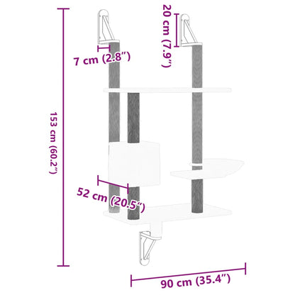 Albero per Gatti con Tiragraffi a Parete Grigio Scuro 153 cm