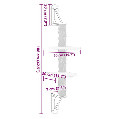 Albero per Gatti con Tiragraffi a Parete Grigio Chiaro 108 cm