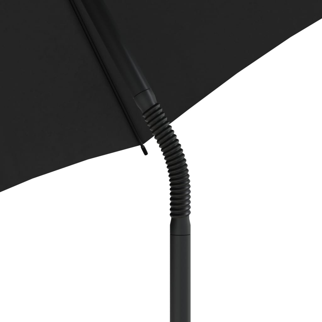 Divano Giardino 2 Posti Ombrellone e Sgabelli Nero Polyrattan | homemem39