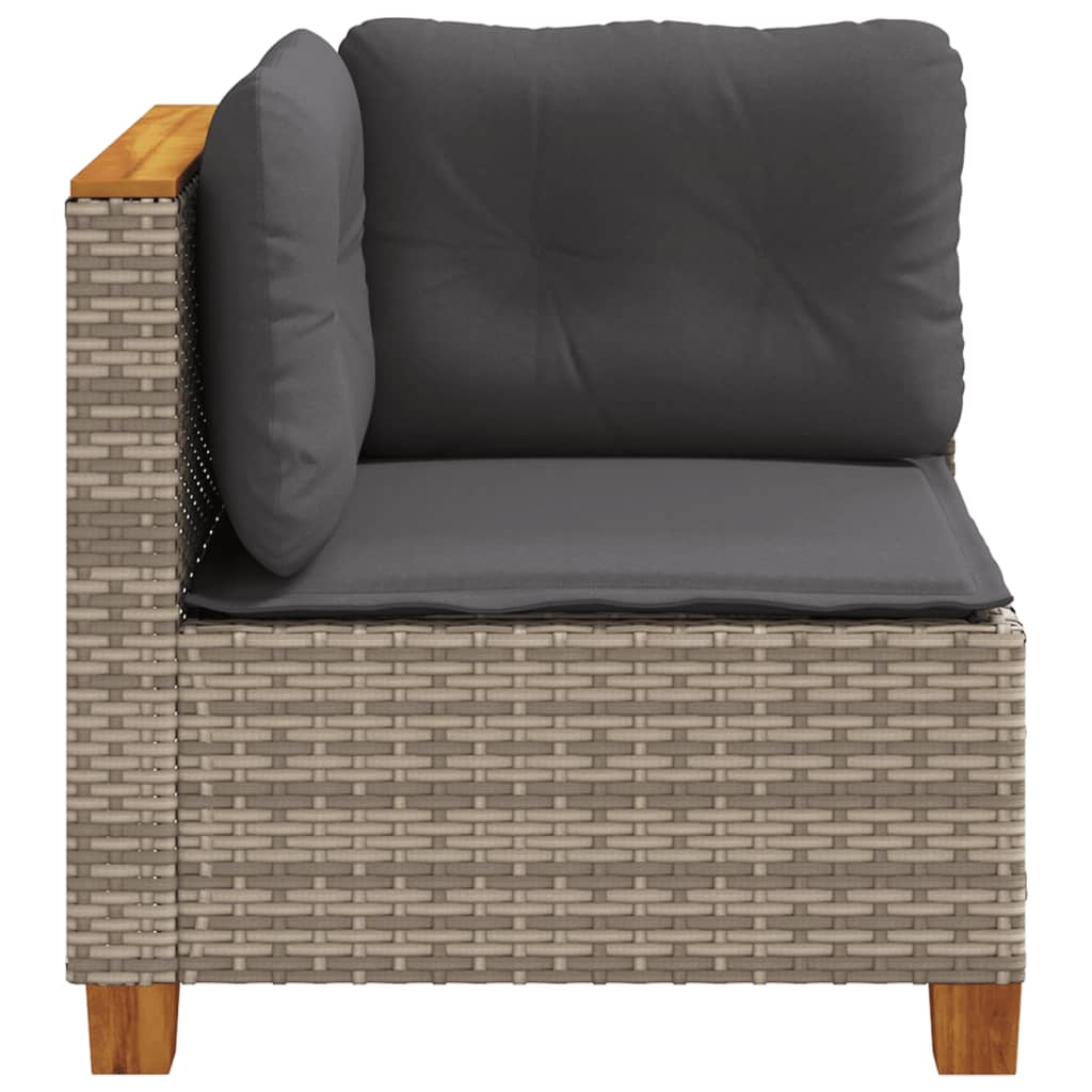 Divano Angolare da Giardino con Cuscini Grigio in Polyrattan | homemem39
