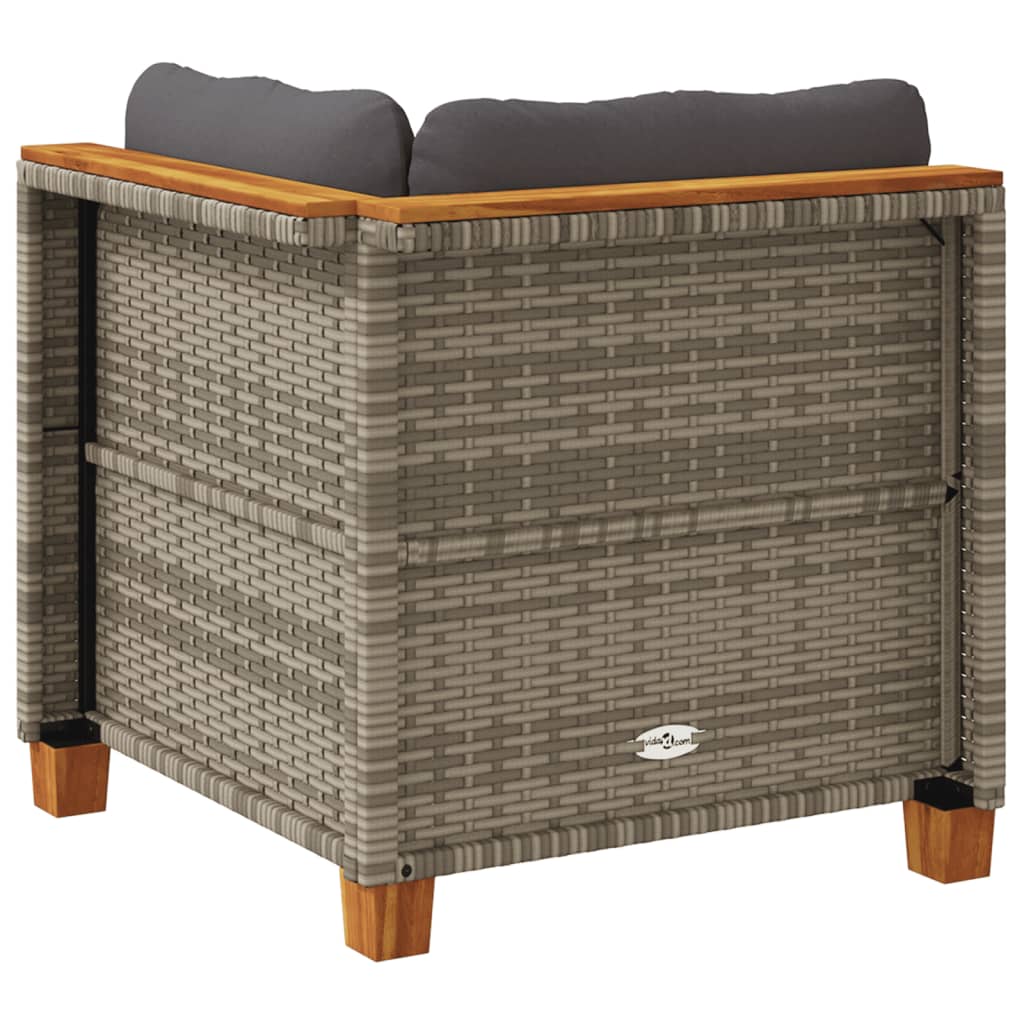 Divano Angolare da Giardino con Cuscini Grigio in Polyrattan | homemem39