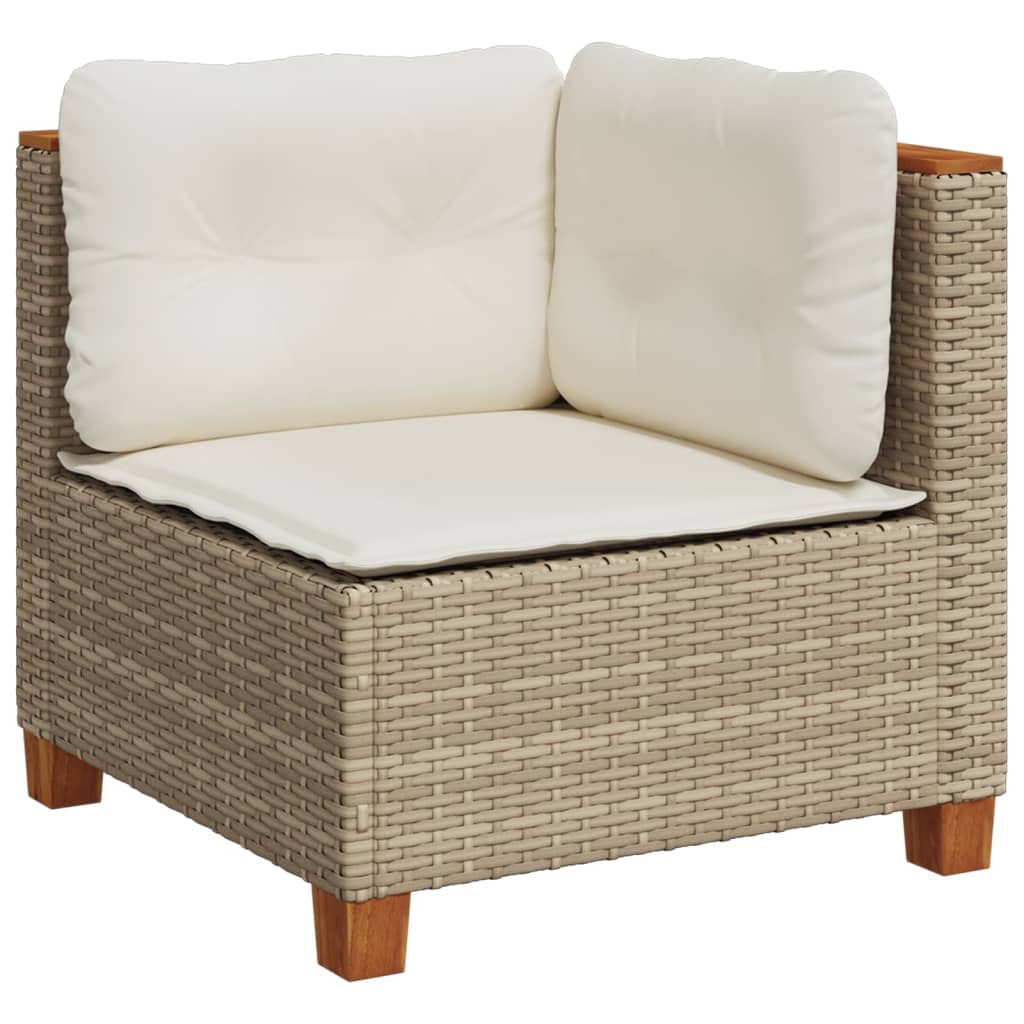 Divano Angolare da Giardino con Cuscini Beige in Polyrattan | homemem39