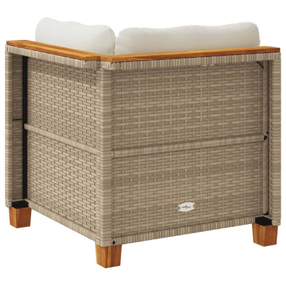Divano Angolare da Giardino con Cuscini Beige in Polyrattan