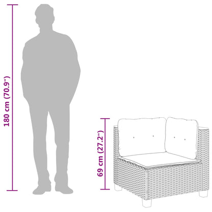 Divano Angolare da Giardino con Cuscini Beige in Polyrattan | homemem39