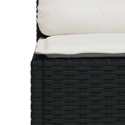 Divano Giardino Senza Braccioli con Cuscini Nero in Polyrattan | homemem39