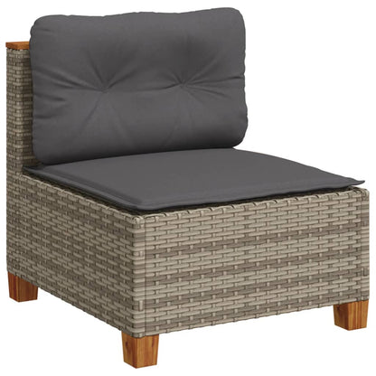 Divano Giardino Senza Braccioli con Cuscini Grigio Polyrattan | homemem39