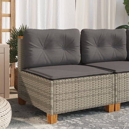 Divano Giardino Senza Braccioli con Cuscini Grigio Polyrattan | homemem39