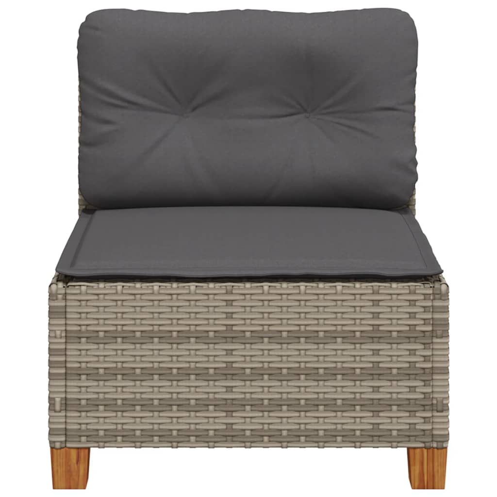 Divano Giardino Senza Braccioli con Cuscini Grigio Polyrattan | homemem39