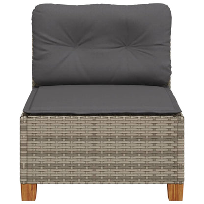 Divano Giardino Senza Braccioli con Cuscini Grigio Polyrattan | homemem39