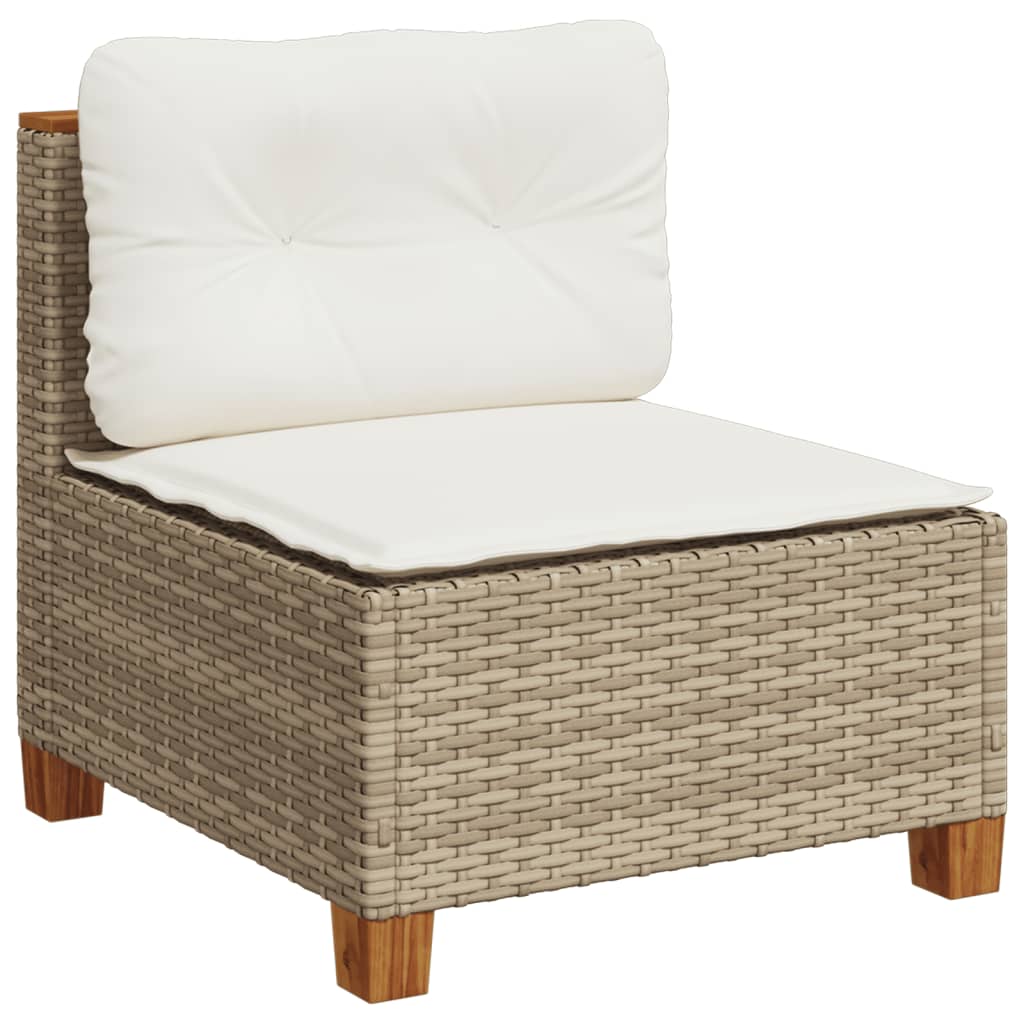 Divano Giardino Senza Braccioli con Cuscini Beige in Polyrattan | homemem39