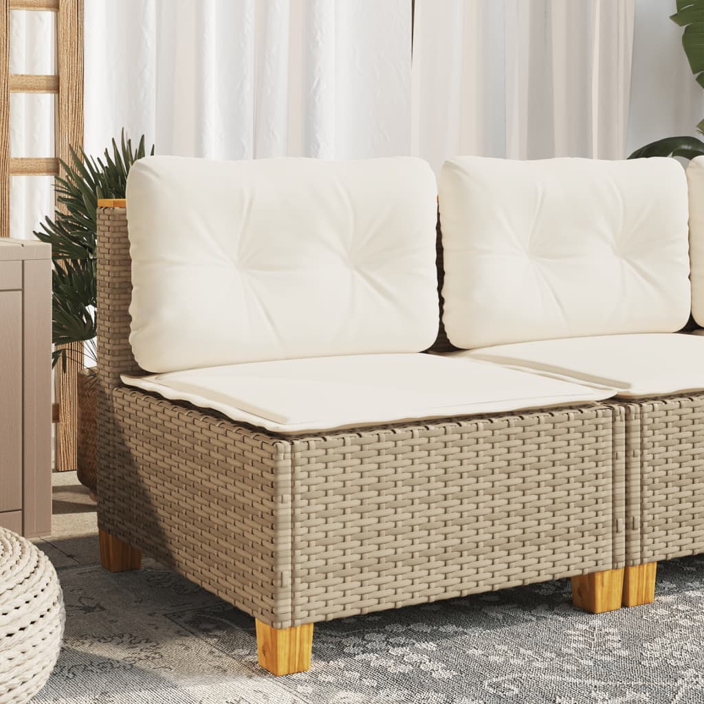 Divano Giardino Senza Braccioli con Cuscini Beige in Polyrattan | homemem39