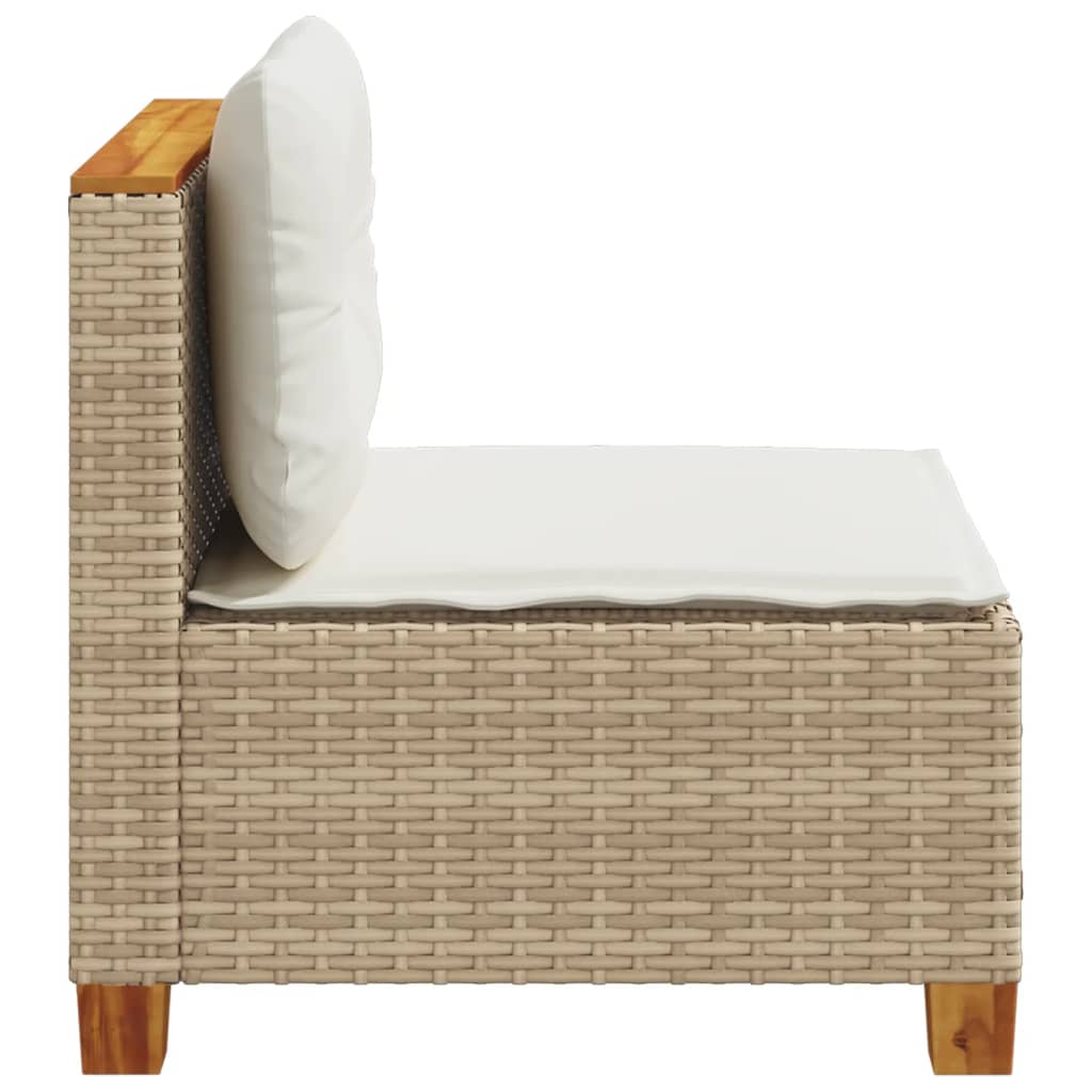 Divano Giardino Senza Braccioli con Cuscini Beige in Polyrattan | homemem39