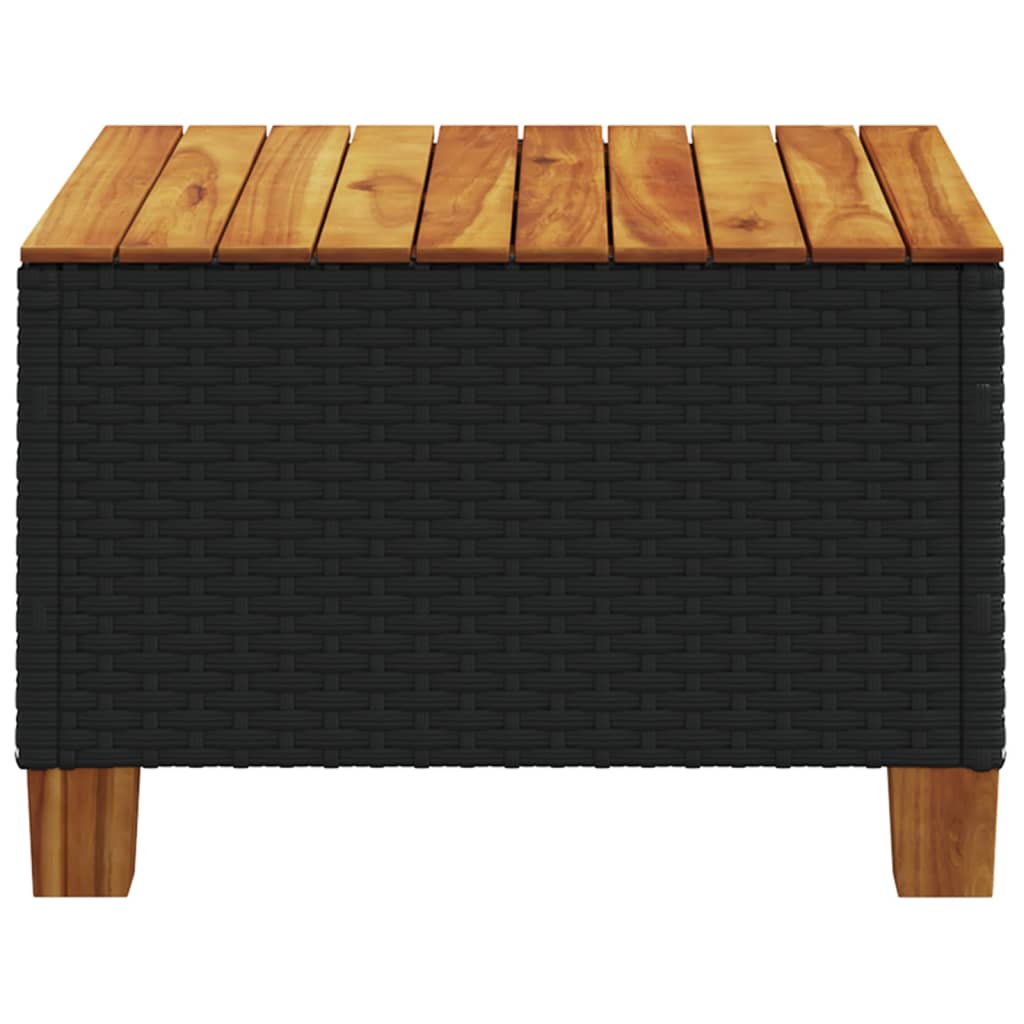 Tavolo da Giardino Nero 55x55x36cm in Polyrattan e Legno Acacia
