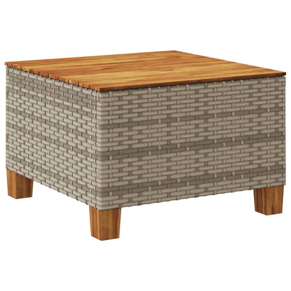 Tavolo da Giardino Grigio 55x55x36 cm Polyrattan e Legno Acacia