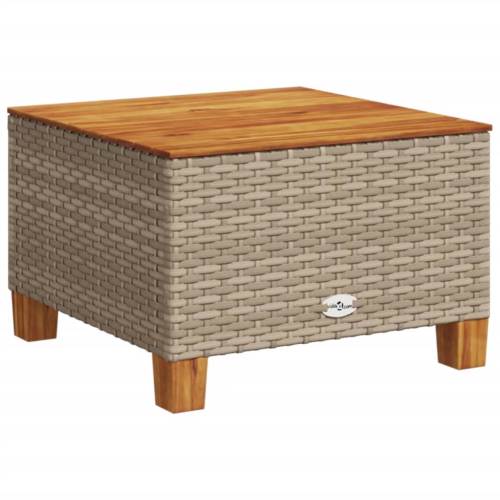 Tavolo da Giardino Beige 55x55x36 cm Polyrattan e Legno Acacia | homemem39