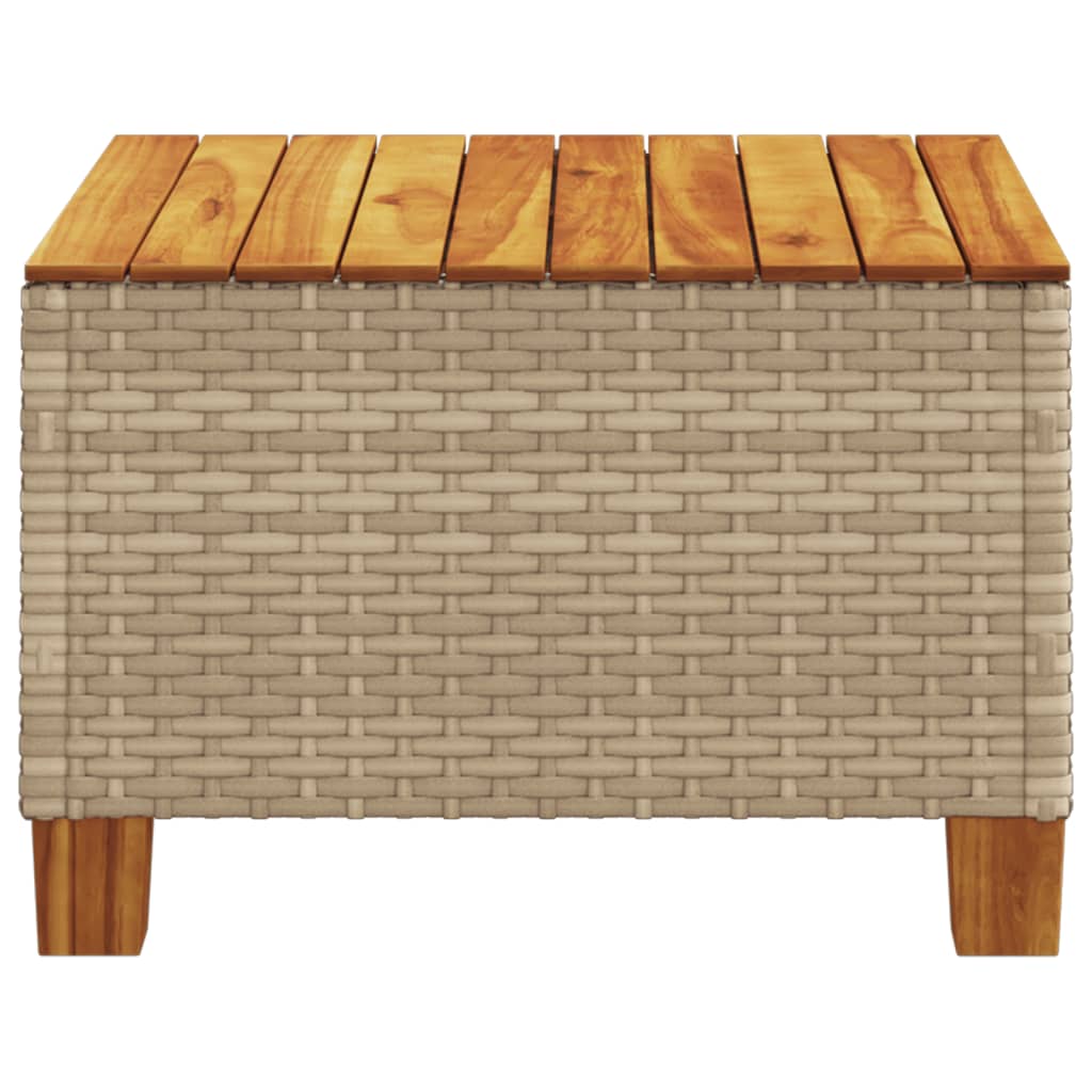 Tavolo da Giardino Beige 55x55x36 cm Polyrattan e Legno Acacia | homemem39