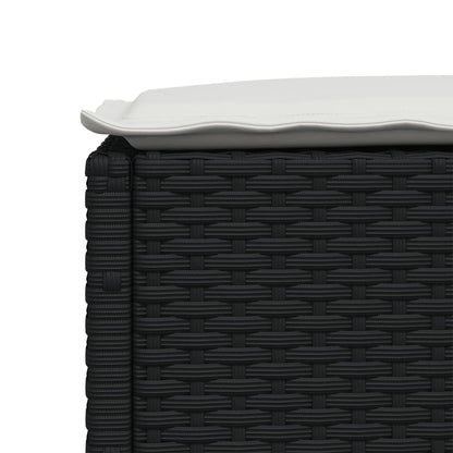 Sgabello Giardino con Cuscino Nero 63,5x56x32 cm in Polyrattan