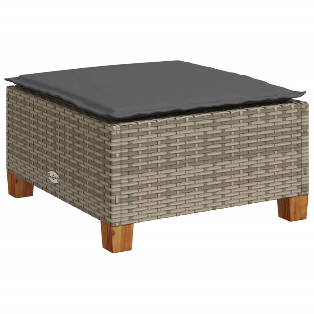 Sgabello Giardino con Cuscino Grigio 63,5x56x32cm in Polyrattan - homemem39