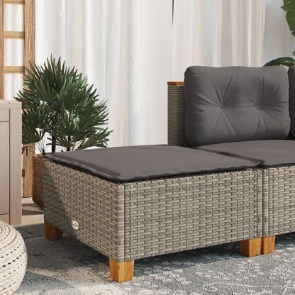 Sgabello Giardino con Cuscino Grigio 63,5x56x32cm in Polyrattan - homemem39