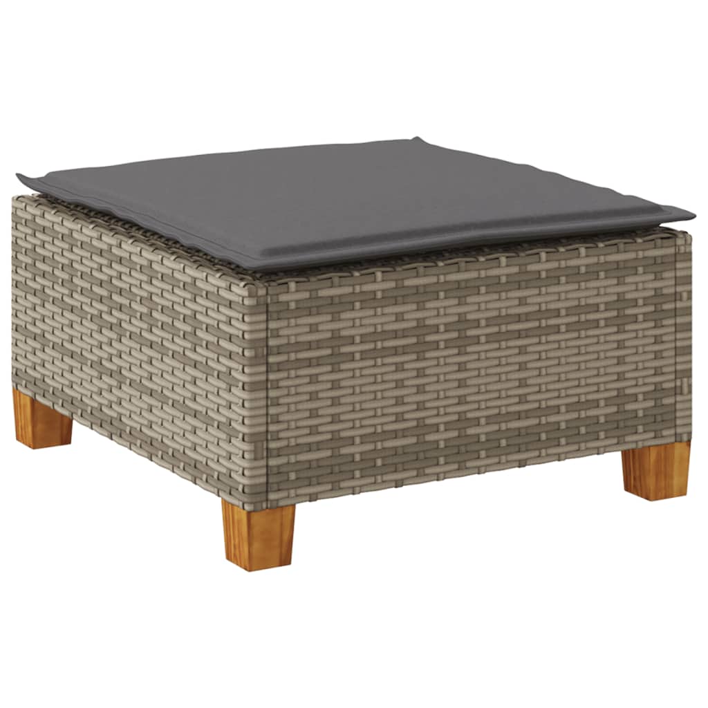 Sgabello Giardino con Cuscino Grigio 63,5x56x32cm in Polyrattan - homemem39
