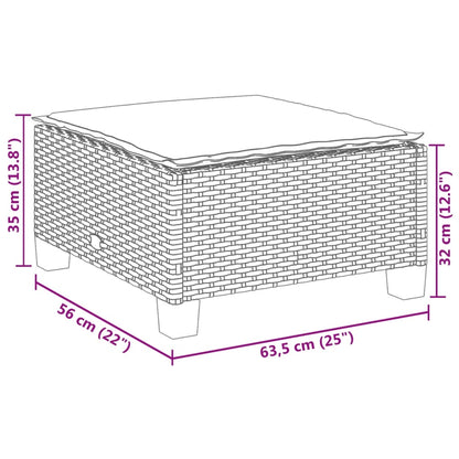 Sgabello Giardino con Cuscino Grigio 63,5x56x32cm in Polyrattan