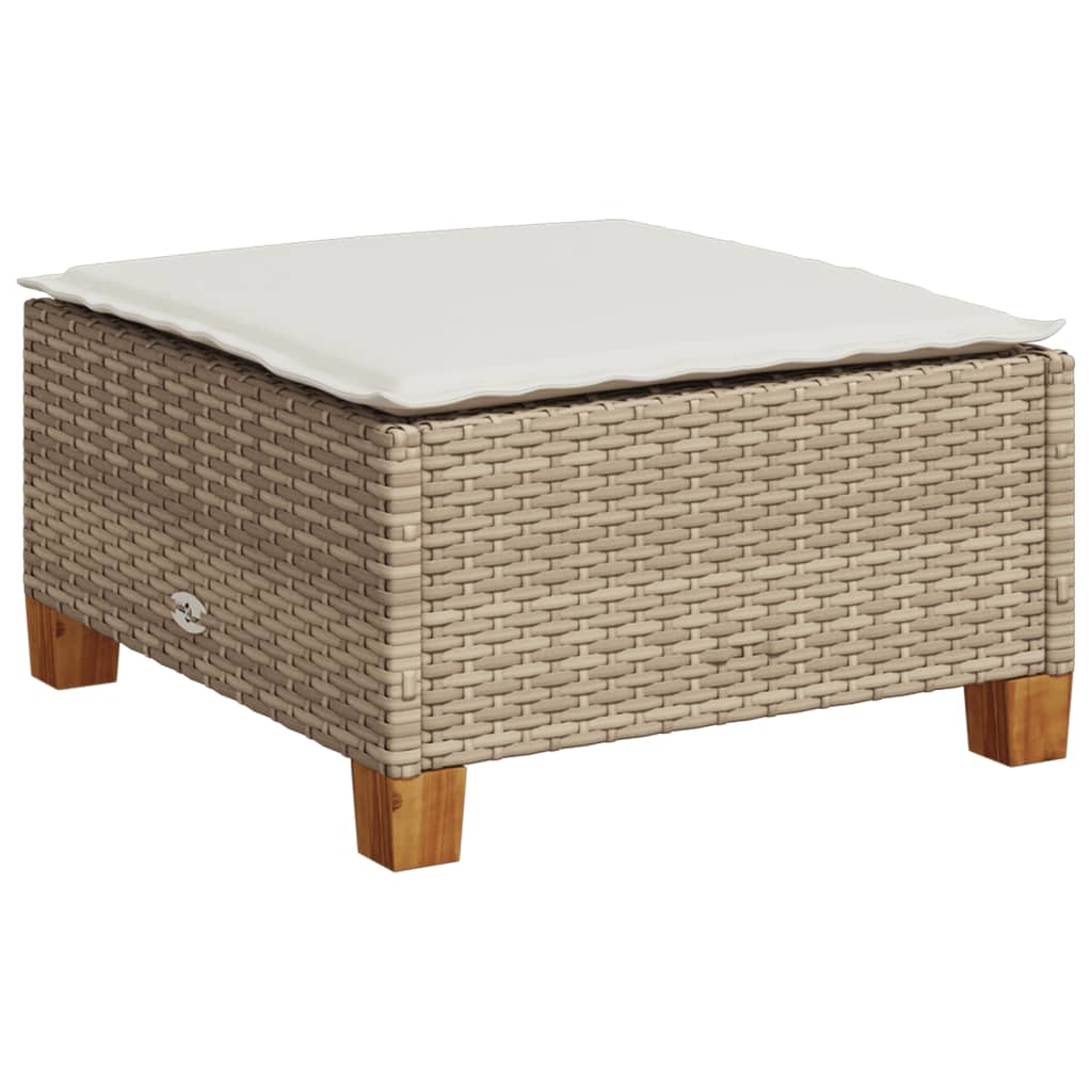 Sgabello Giardino con Cuscino Beige 63,5x56x32 cm in Polyrattan | homemem39