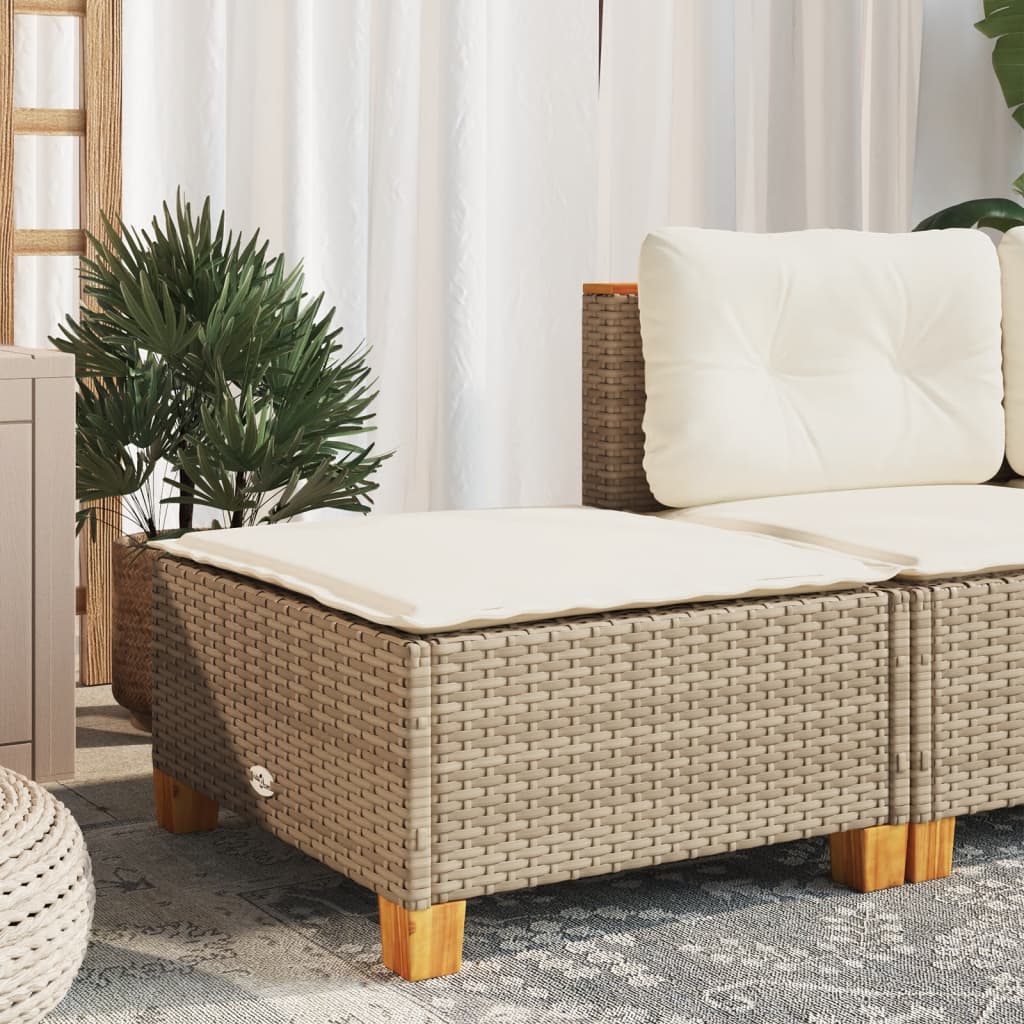 Sgabello Giardino con Cuscino Beige 63,5x56x32 cm in Polyrattan | homemem39