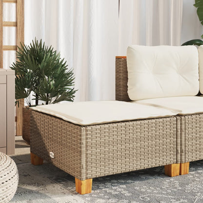 Sgabello Giardino con Cuscino Beige 63,5x56x32 cm in Polyrattan - homemem39