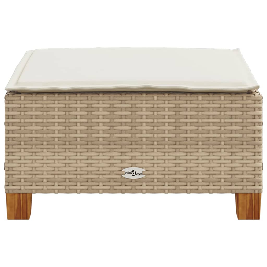 Sgabello Giardino con Cuscino Beige 63,5x56x32 cm in Polyrattan - homemem39