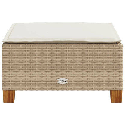 Sgabello Giardino con Cuscino Beige 63,5x56x32 cm in Polyrattan - homemem39
