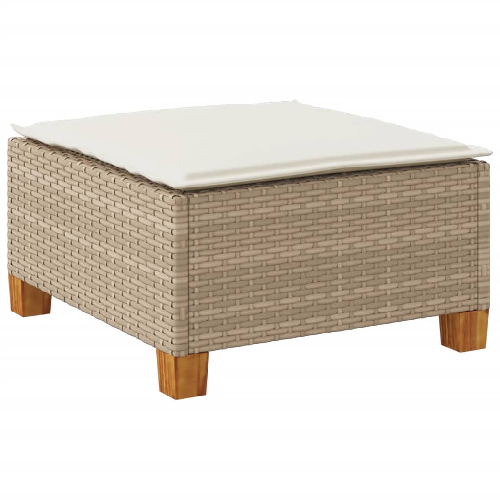 Sgabello Giardino con Cuscino Beige 63,5x56x32 cm in Polyrattan - homemem39