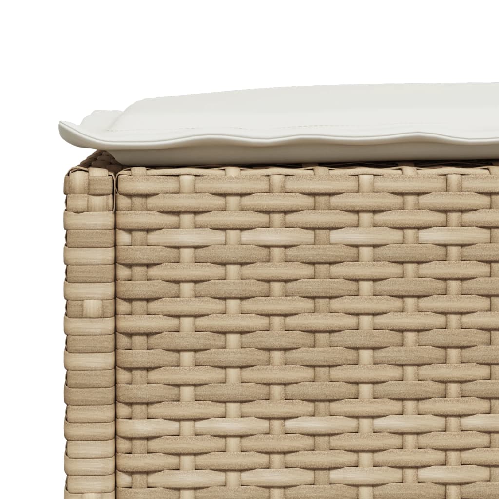 Sgabello Giardino con Cuscino Beige 63,5x56x32 cm in Polyrattan - homemem39