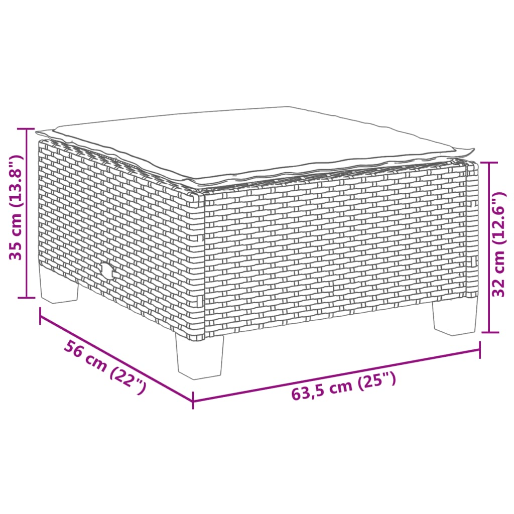 Sgabello Giardino con Cuscino Beige 63,5x56x32 cm in Polyrattan | homemem39