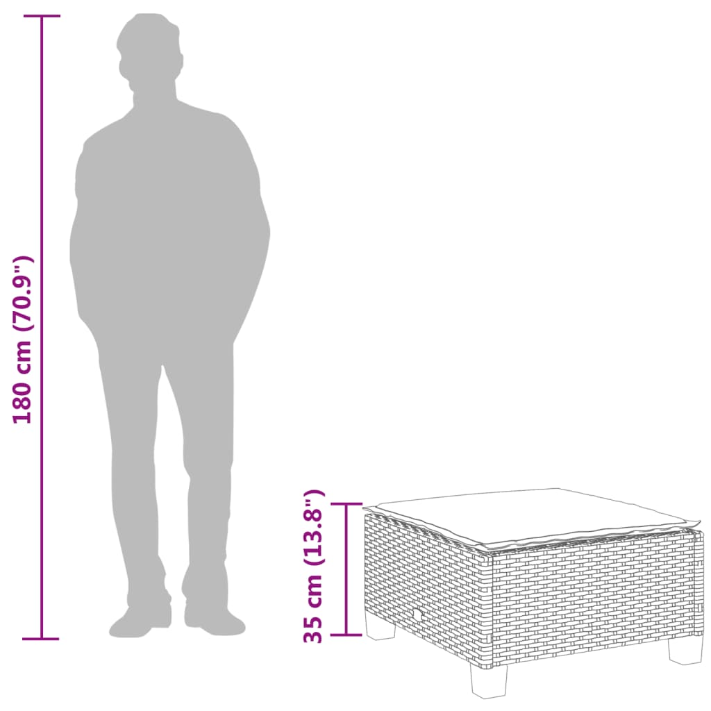 Sgabello Giardino con Cuscino Beige 63,5x56x32 cm in Polyrattan - homemem39