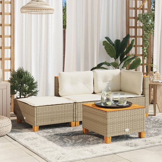 Sgabello Giardino con Cuscino Beige 63,5x56x32 cm in Polyrattan - homemem39