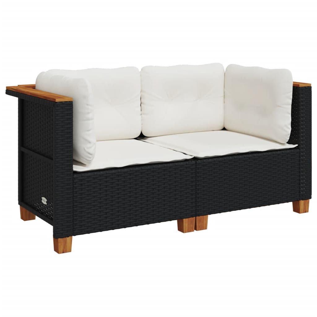 Divani Angolari da Giardino con Cuscini 2pz in Polyrattan Nero | homemem39