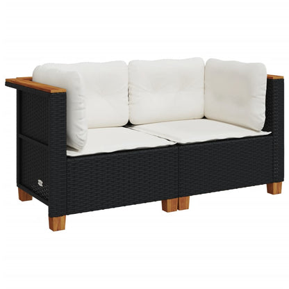 Divani Angolari da Giardino con Cuscini 2pz in Polyrattan Nero | homemem39