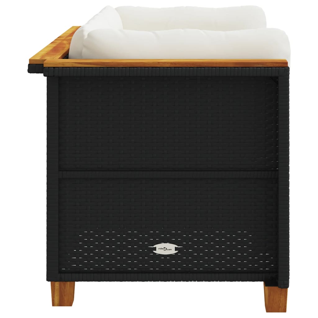 Divani Angolari da Giardino con Cuscini 2pz in Polyrattan Nero | homemem39