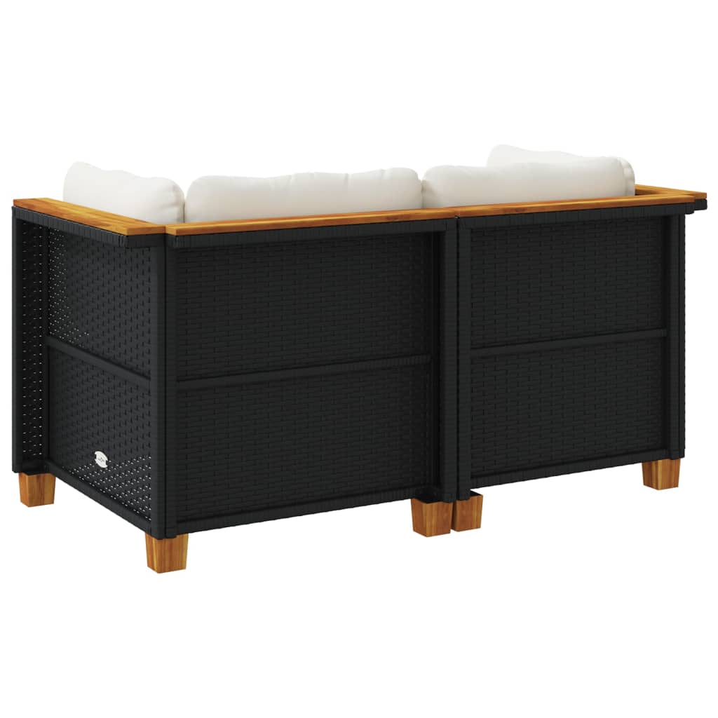 Divani Angolari da Giardino con Cuscini 2pz in Polyrattan Nero | homemem39