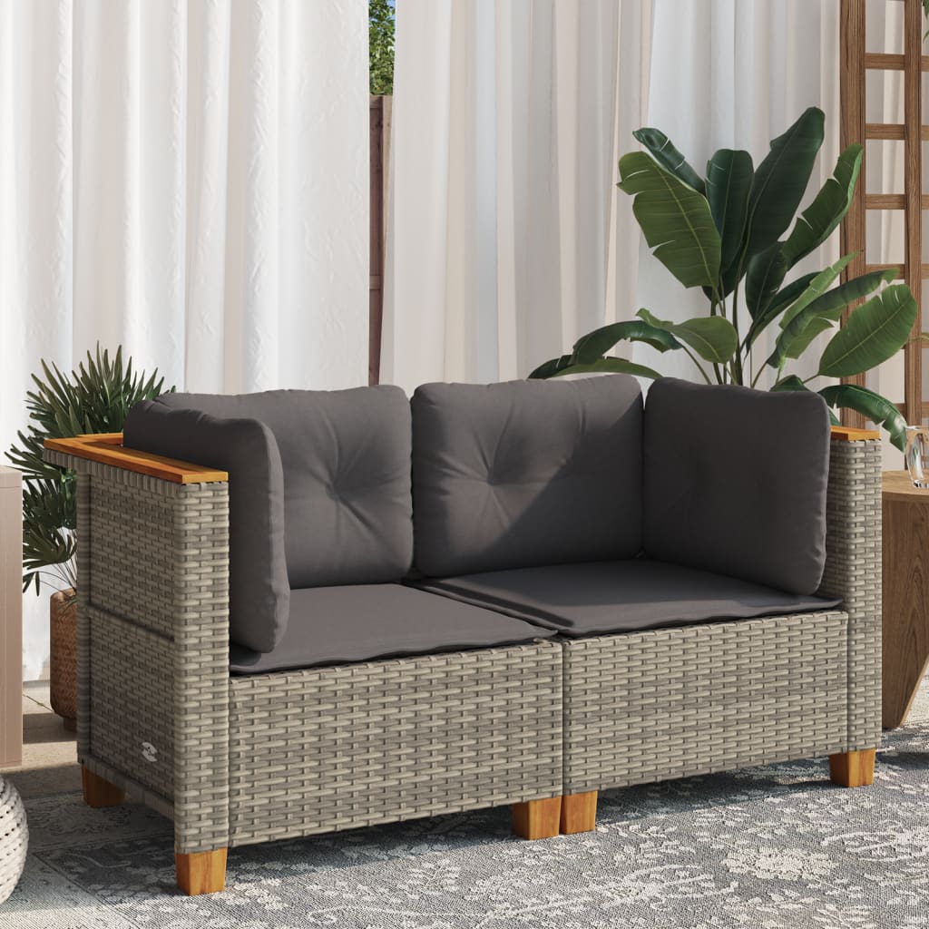 Divani Angolari da Giardino con Cuscini 2pz Polyrattan Grigio | homemem39