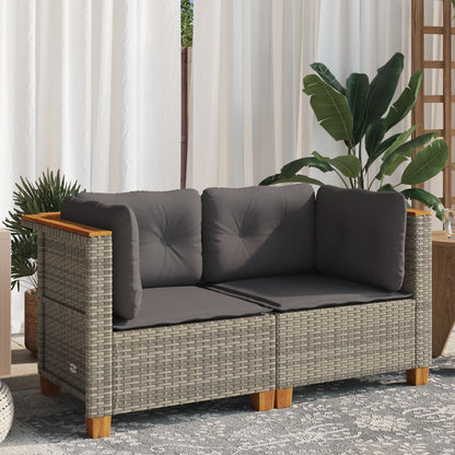Divani Angolari da Giardino con Cuscini 2pz Polyrattan Grigio | homemem39