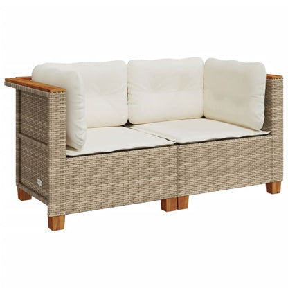 Divani Angolari da Giardino con Cuscini 2pz Polyrattan Beige | homemem39
