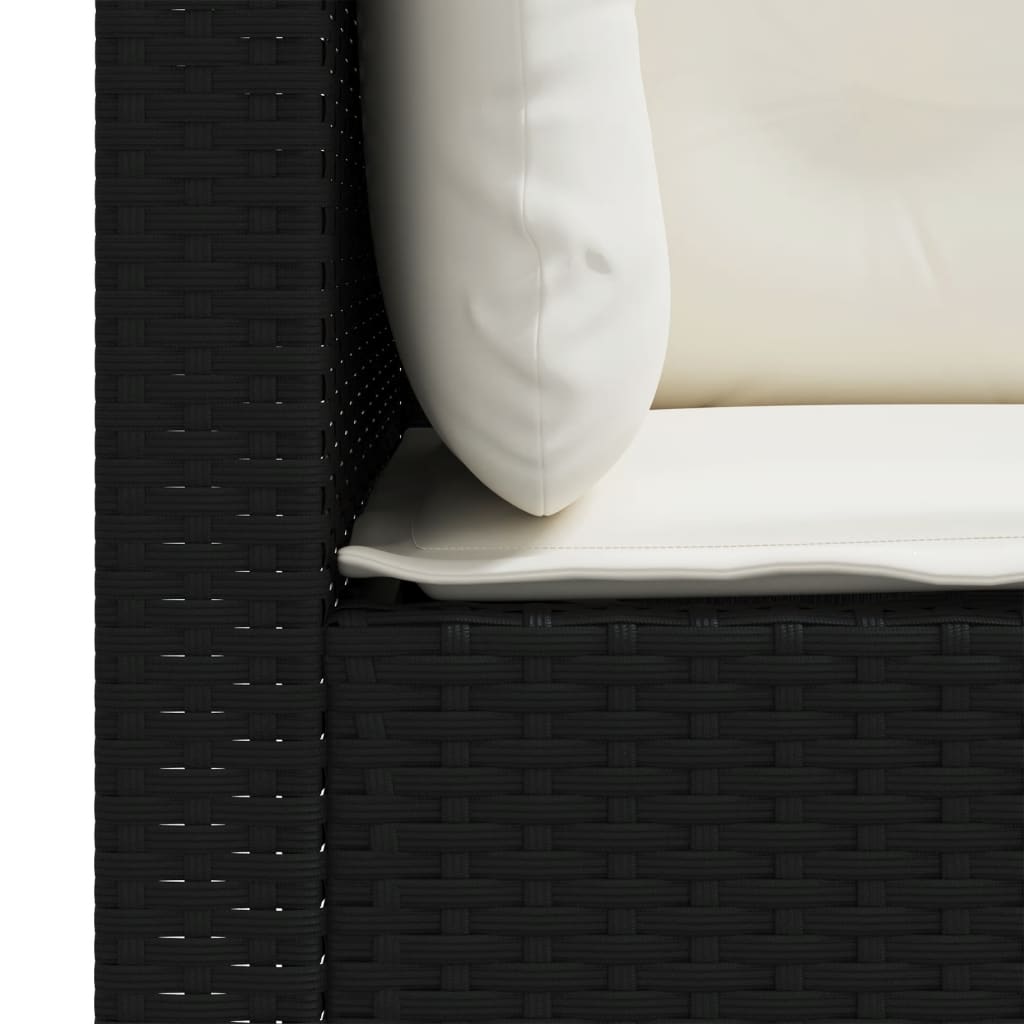Divano da Giardino a 3 Posti con Cuscini Nero in Polyrattan | homemem39