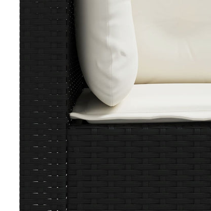 Divano da Giardino a 3 Posti con Cuscini Nero in Polyrattan | homemem39
