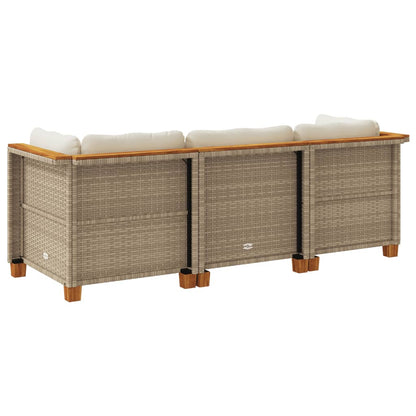Divano da Giardino con Cuscini a 3 Posti Beige in Polyrattan - homemem39