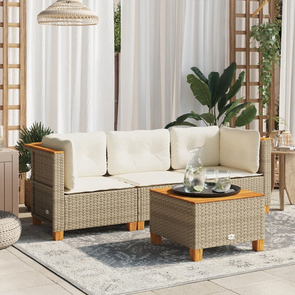 Divano da Giardino con Cuscini a 3 Posti Beige in Polyrattan - homemem39