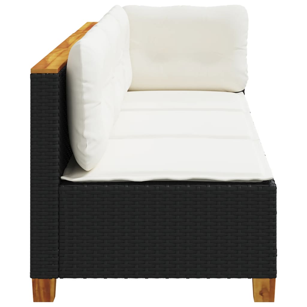 Divano da Giardino a 3 Posti con Cuscini Nero in Polyrattan | homemem39