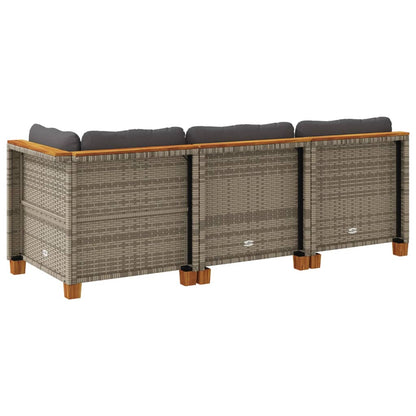 Divano da Giardino con Cuscini 3 Posti Grigio in Polyrattan | homemem39