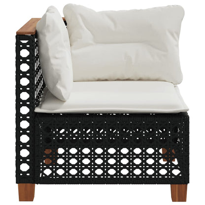 Divano Angolare da Giardino con Cuscini Nero in Polyrattan | homemem39
